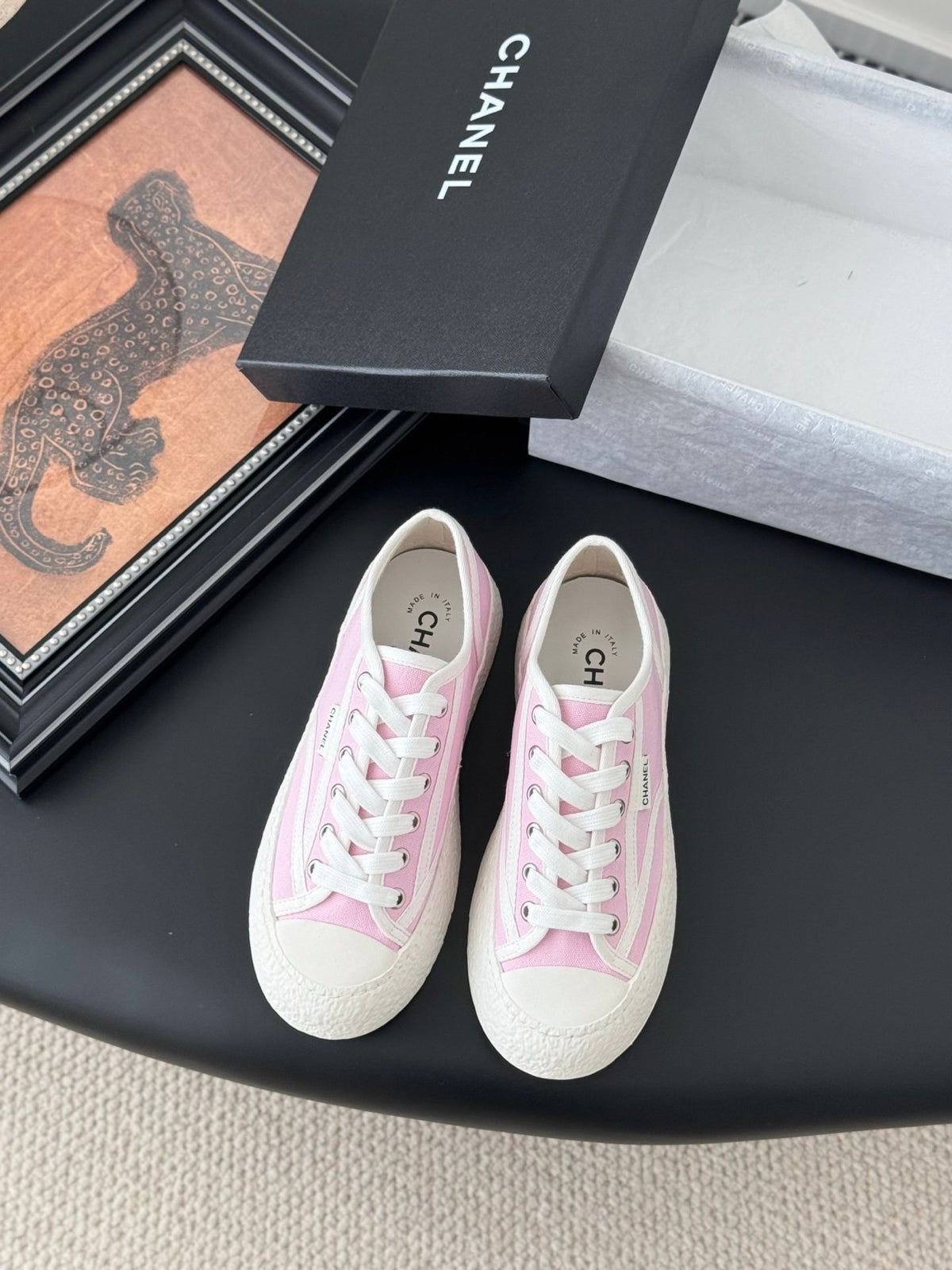 Chanel Women Pink Canvas Casual Sneakers