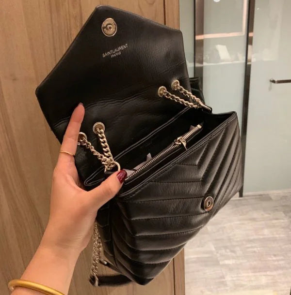 YSL Loulou Small in Matelassé “Y” Leather Bag Silver Hardware