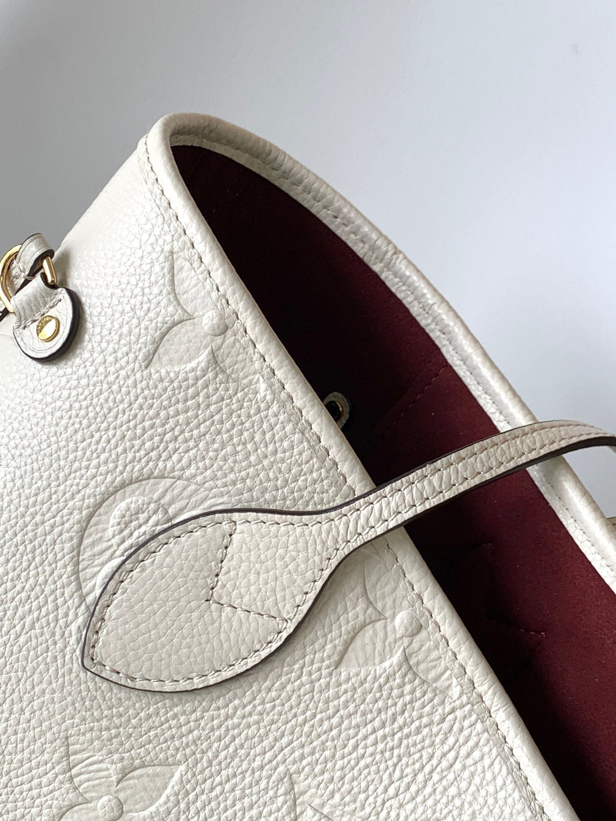 LV NEVERFULL MM WHITE MONOGRAM EMPREINTE LEATHER