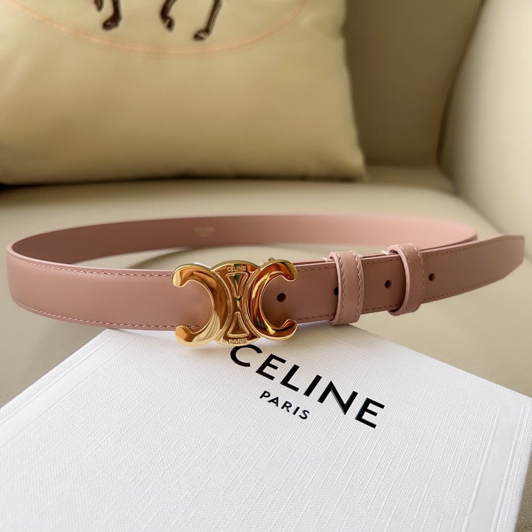 Medium Triomphe Belt 25mm Pink Calfskin Ghw