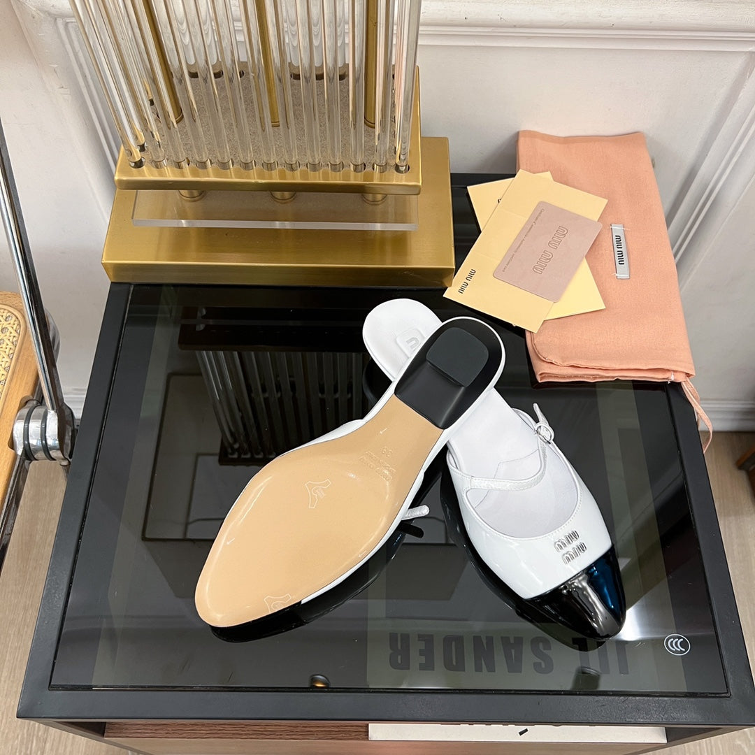 Cap Toe Mules White Sheepskin
