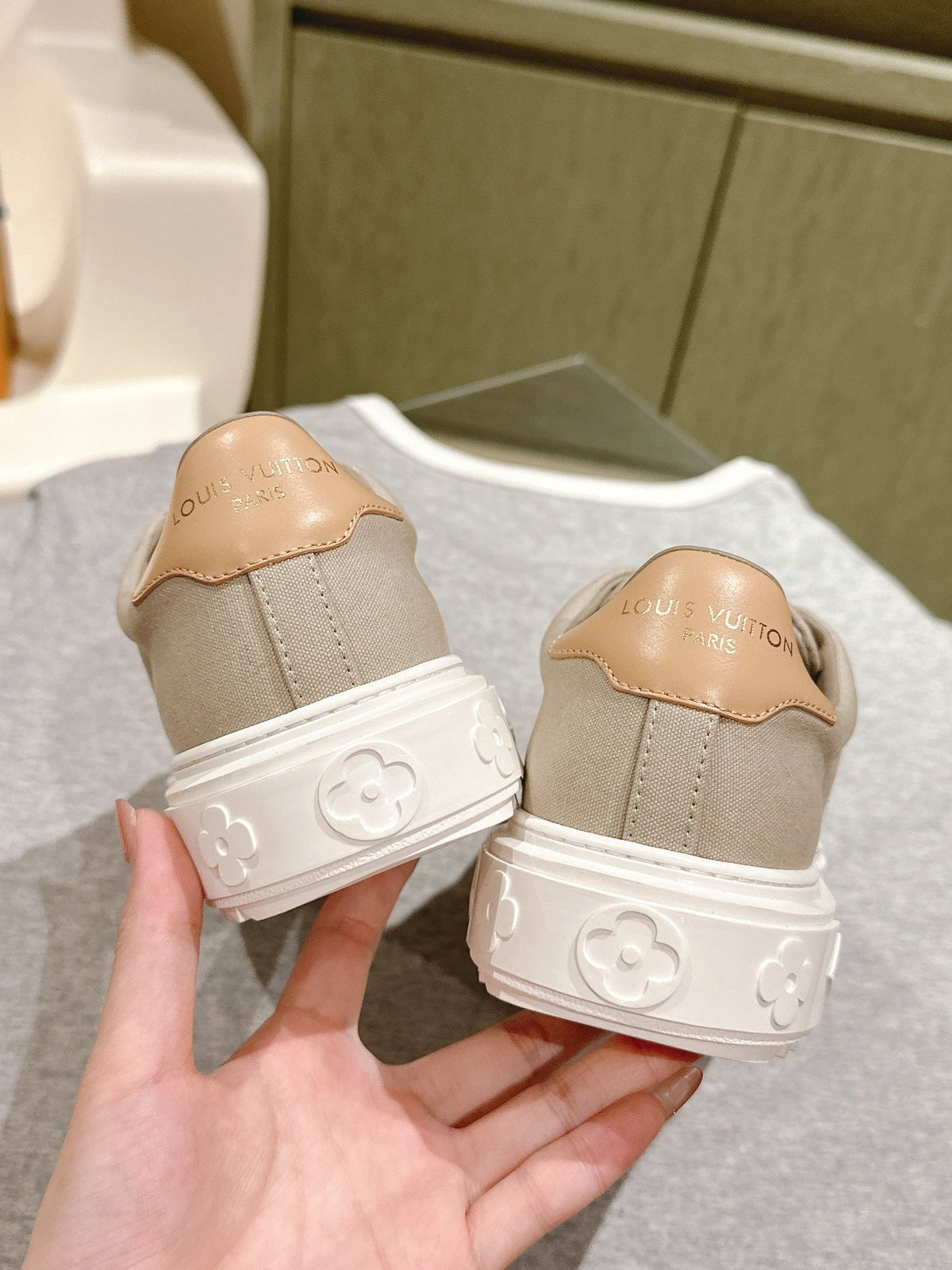 LV Women Beige Canvas Sneakers