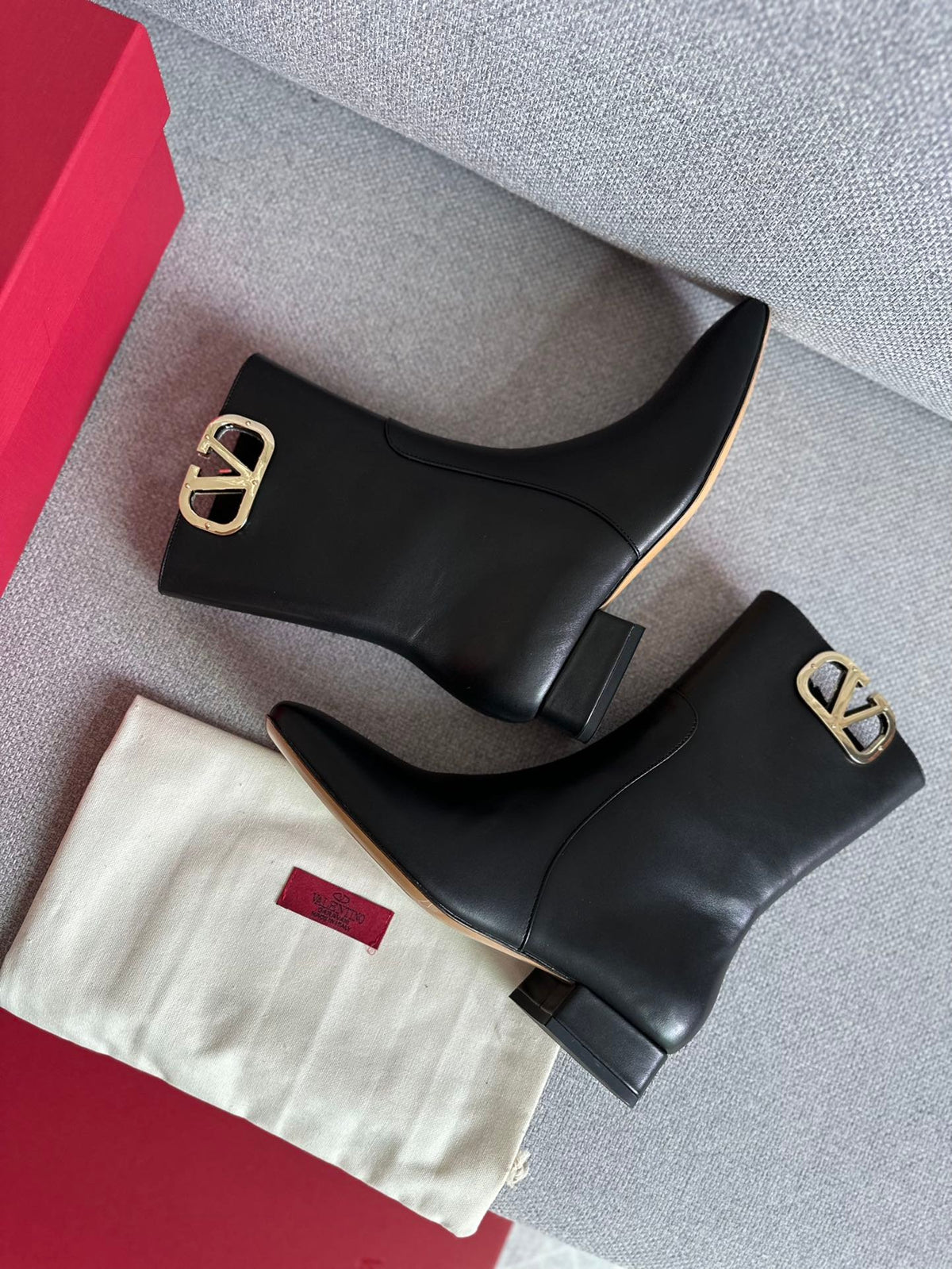 Valentino Women Black Leather Ankle Boots