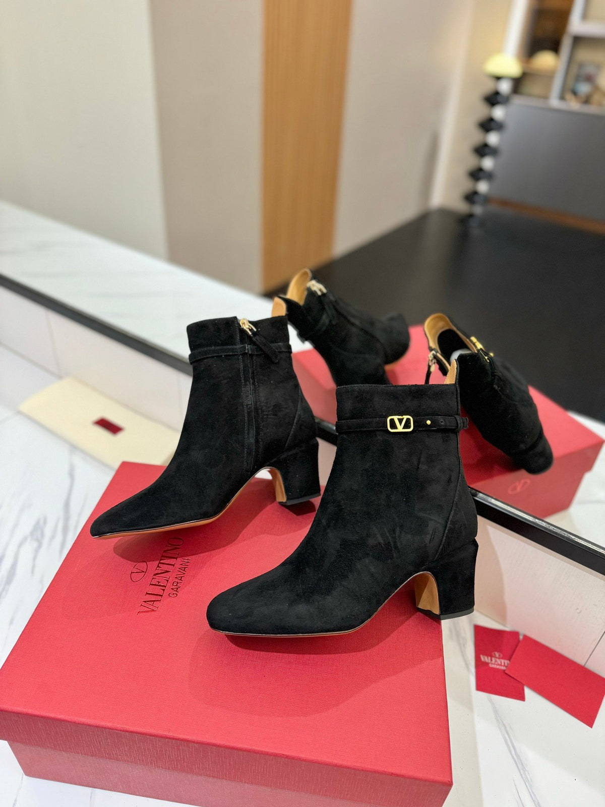 Valentino Women Black Suede Ankle Boots