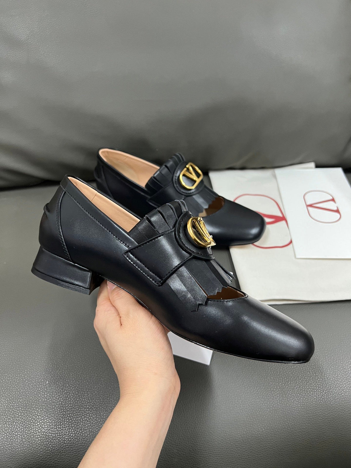 Valentino Women Black Leather Heels