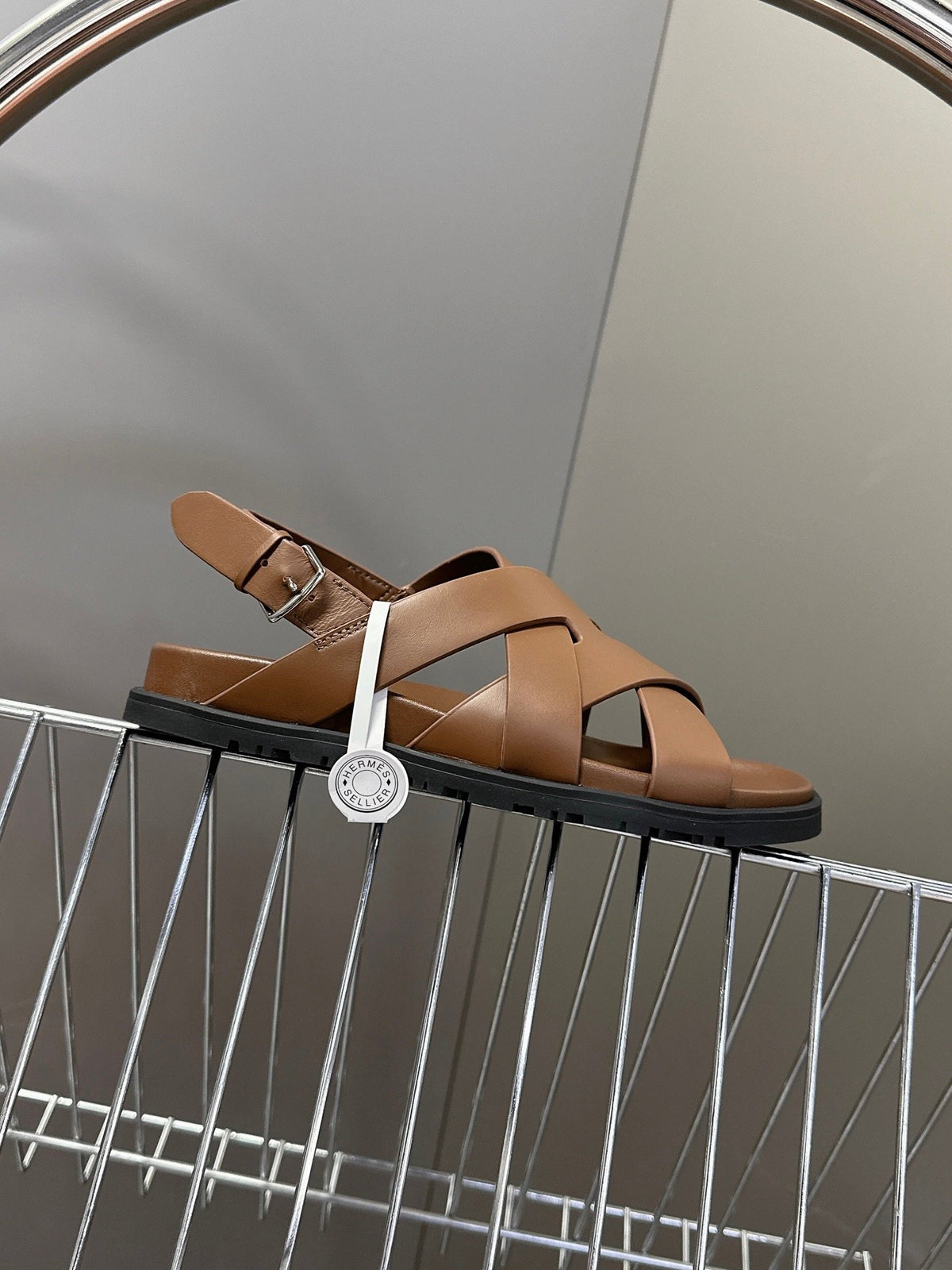 Hermes Women Brown Leather Strappy Sandals