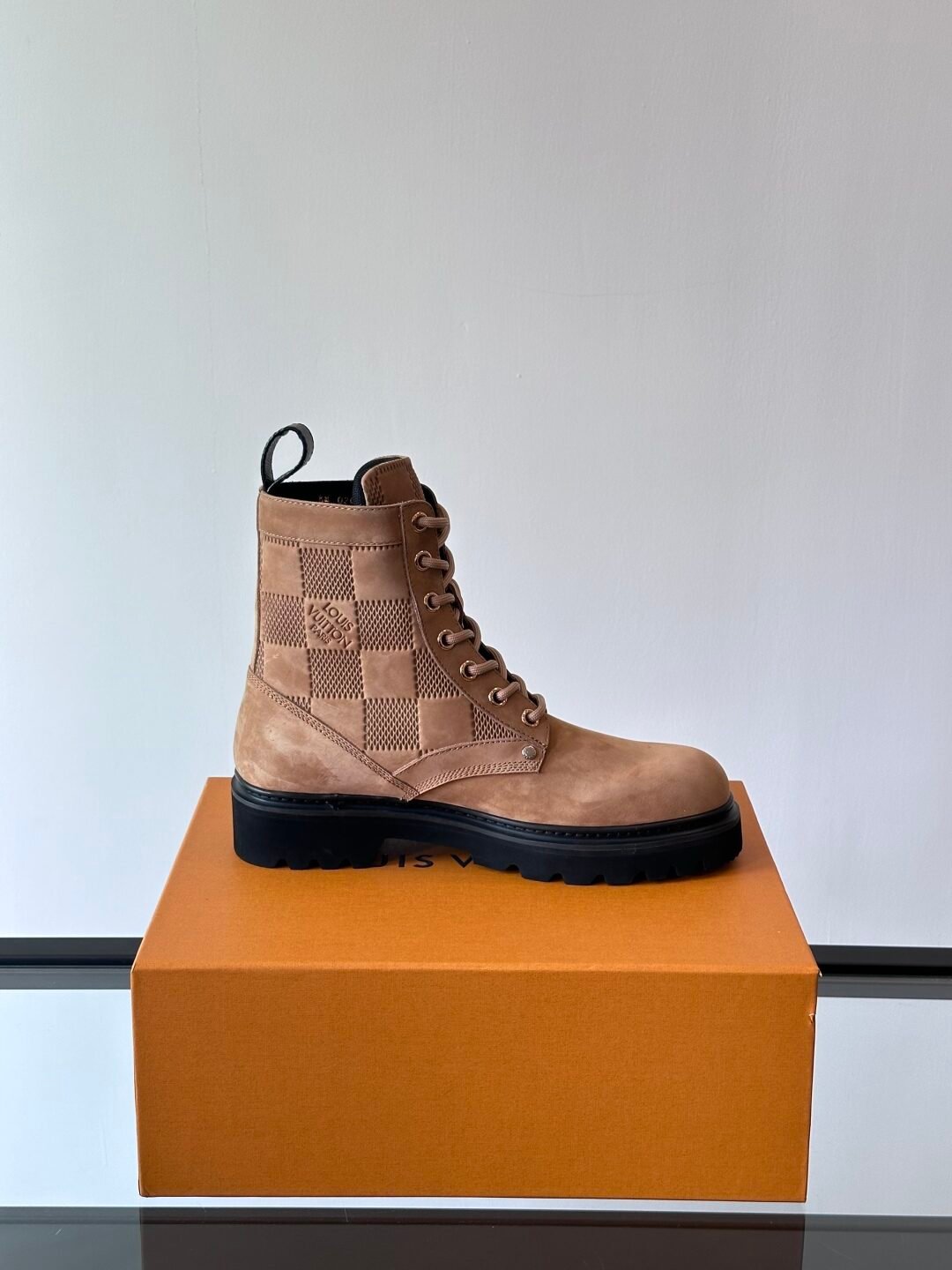 LV Men Beige Nubuck Leather Boots