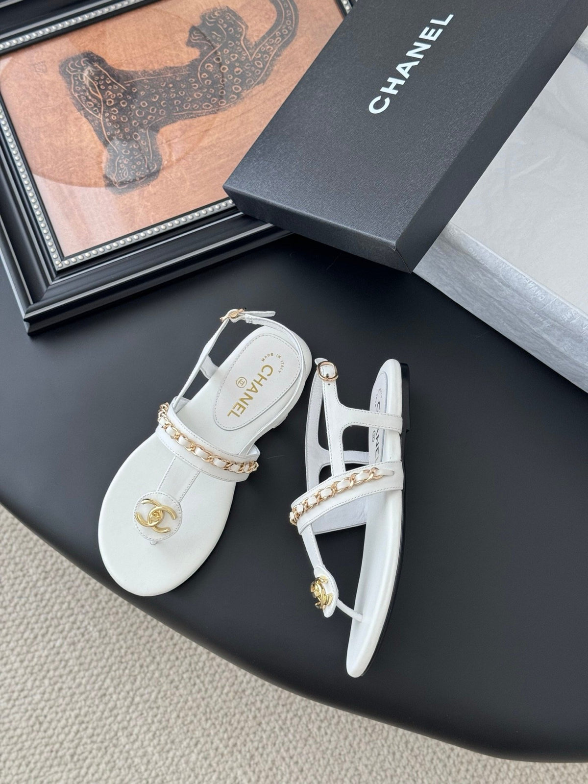 Chanel Women White Leather Sandals