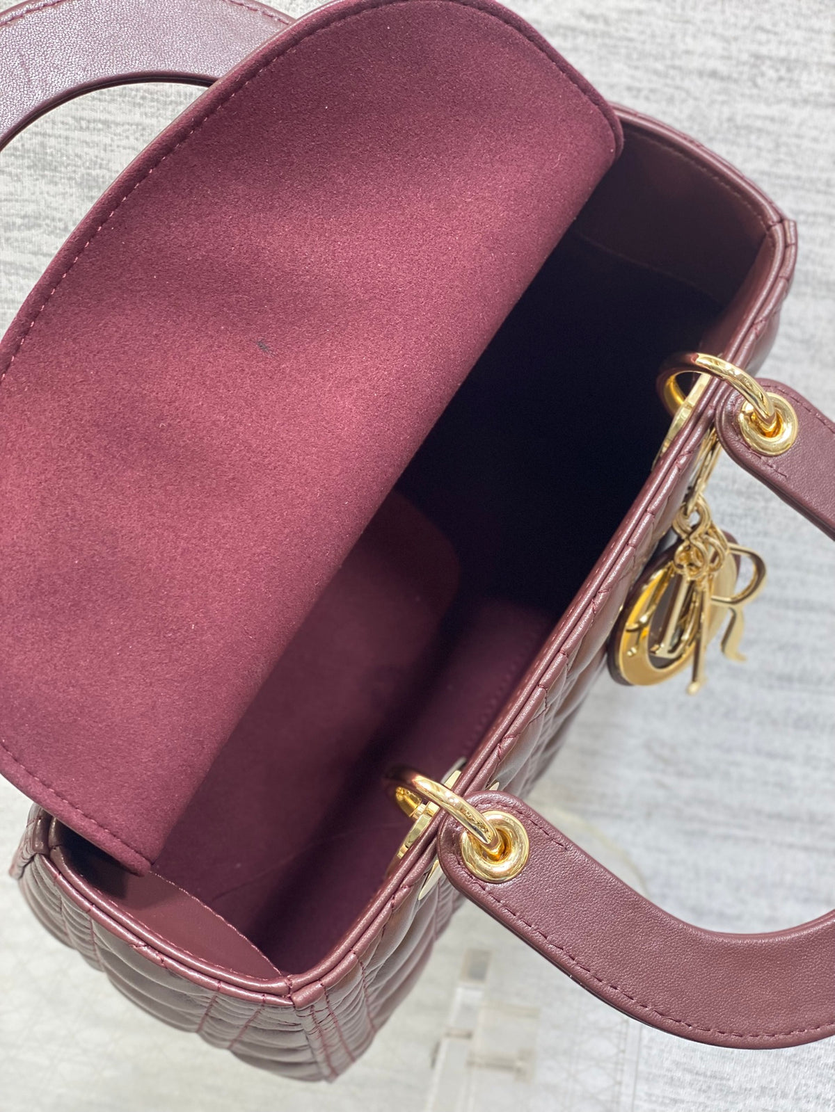Christian Dior Small Lady Dior bag in Burgundy