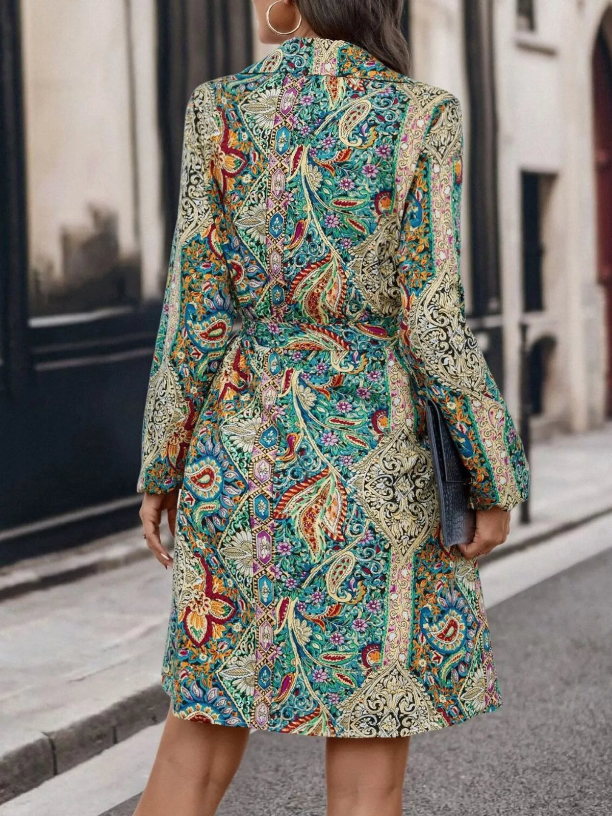 Paisley Print Button-Down Shirt Dress