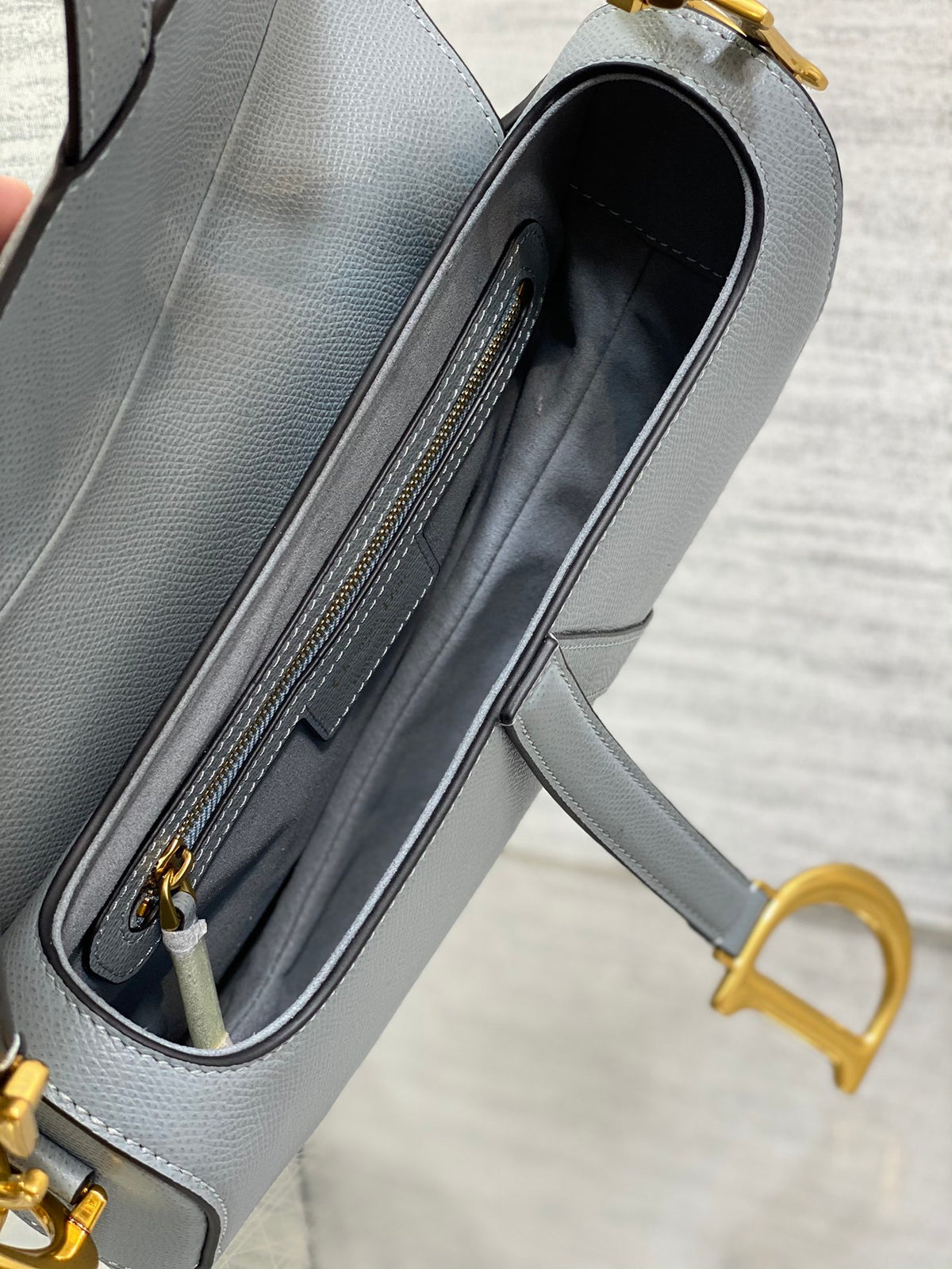 Dior Saddle Bag in Deep Grey-Blue Gold Hardware