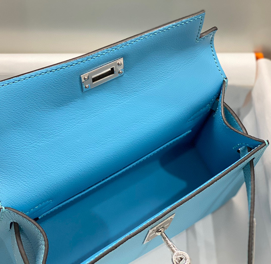 HN KELLY MINI 20 SKY BLUE EPSOM SILVER HARDWARE