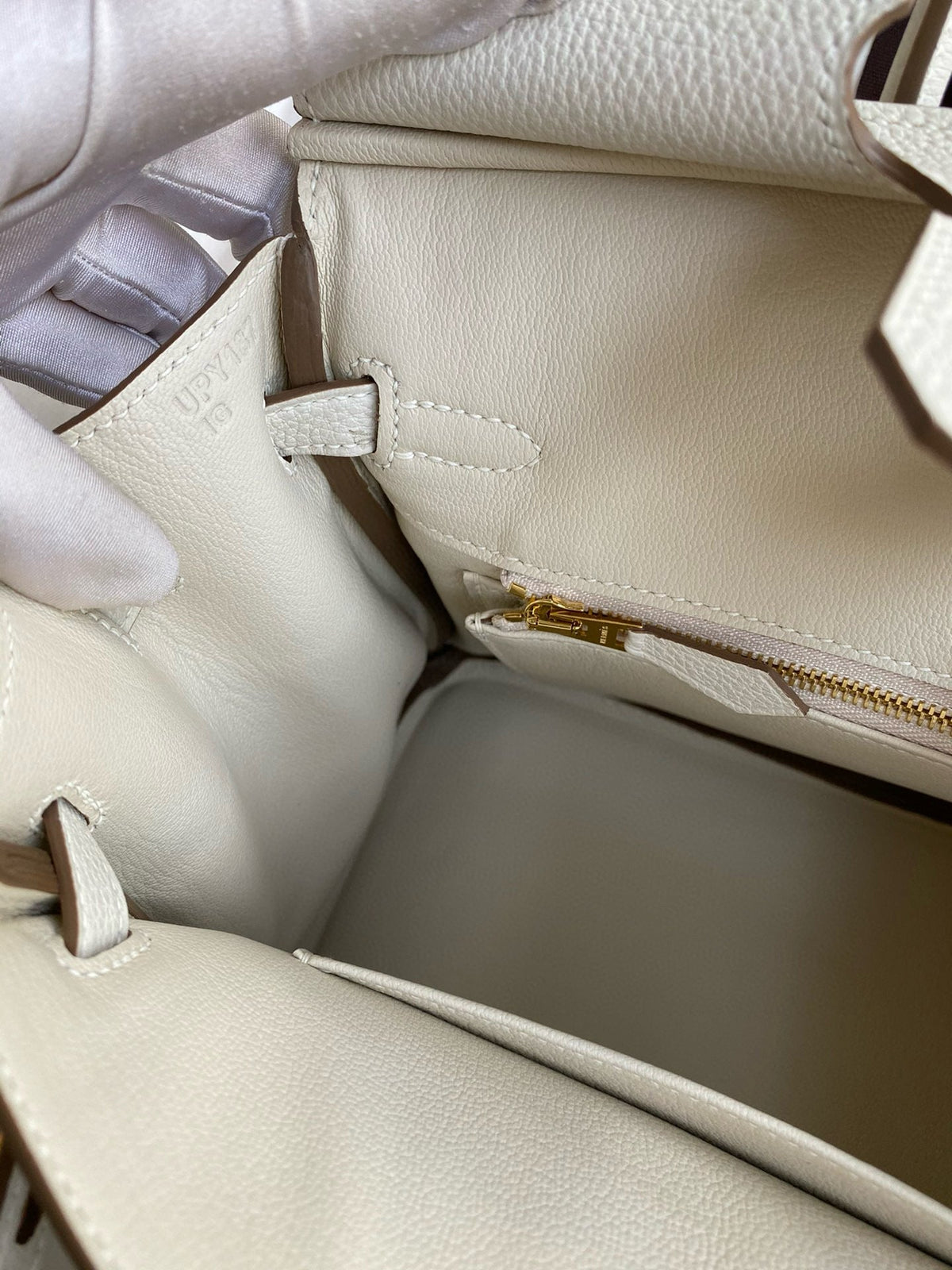 HN 25CM CREAM TOGO LEATHER GOLD HARDWARE