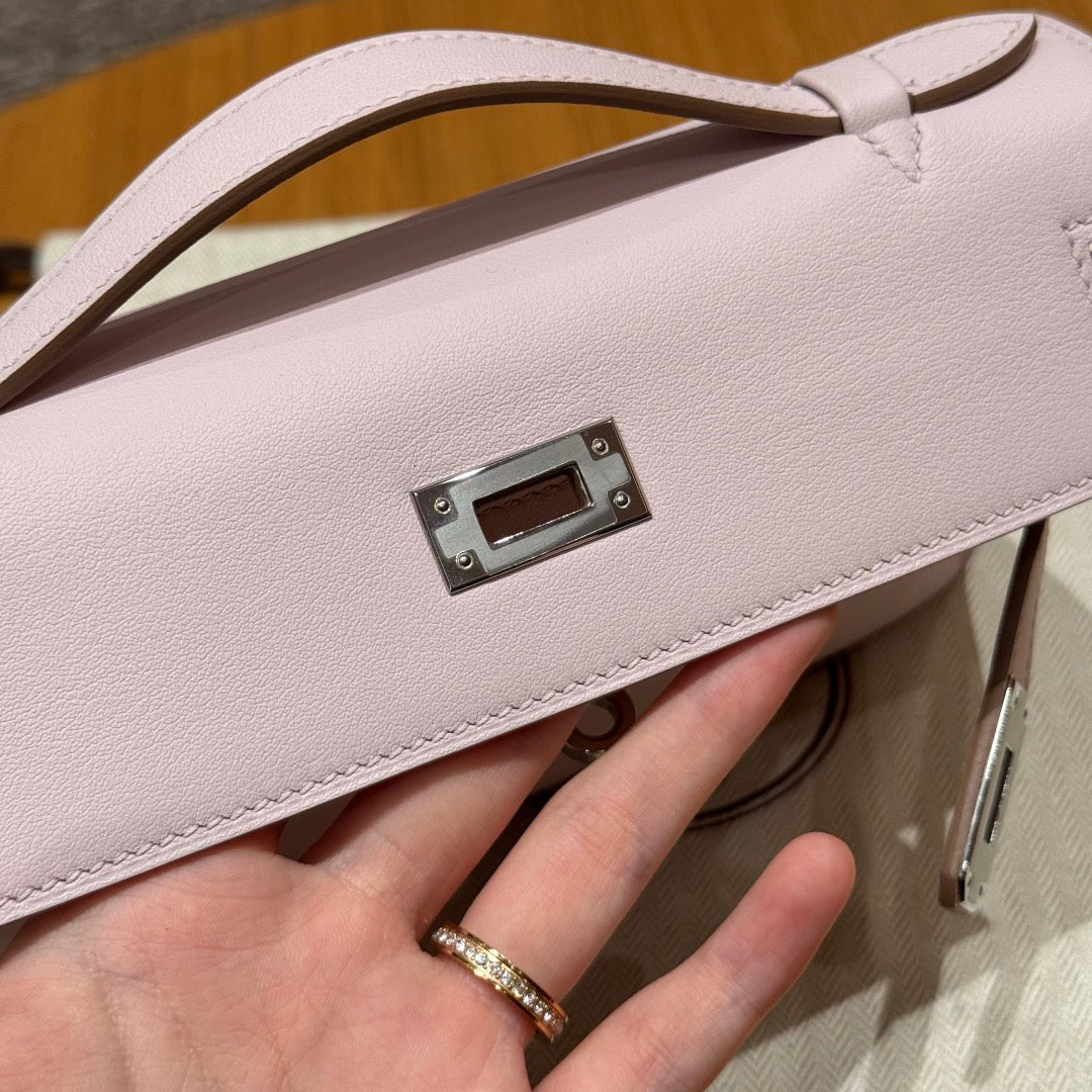 HN POCHETTE 22 IN LIGHT PINK SILVER HARDWARE