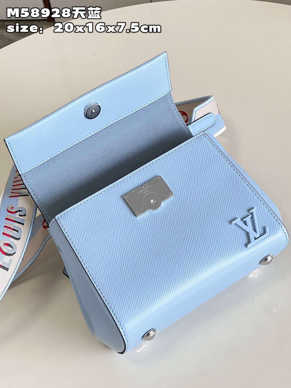 Louis Vuitton Clunny Blue Raised Pattern Handbags 20x16cm