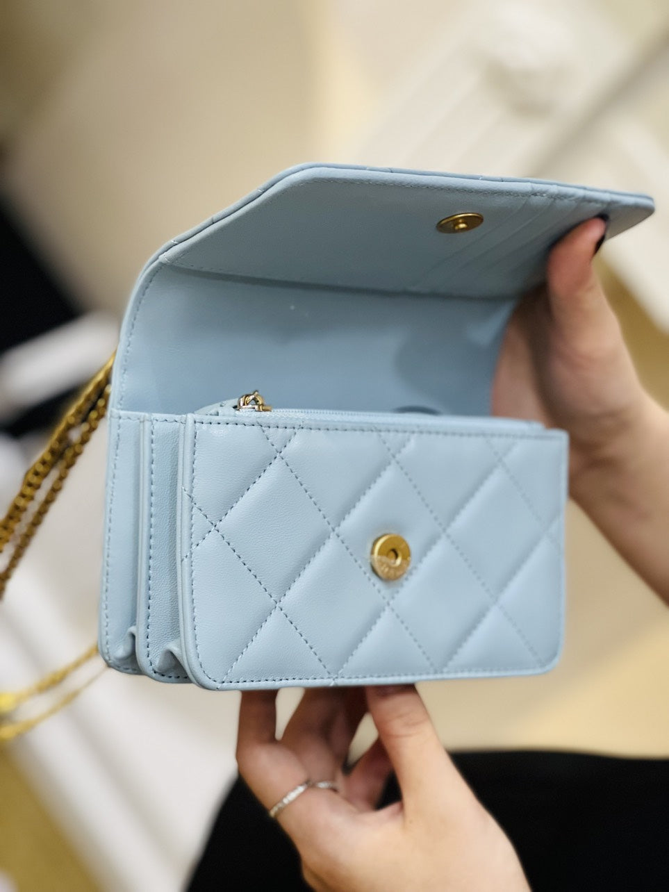 Chanel Woc Mini 11 Handbag Woman’s Blue Smooth Leather 15cm
