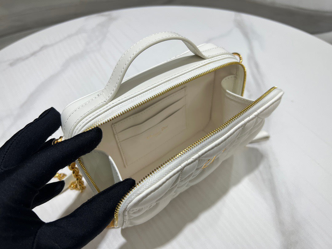 Dior Plaid Replica 1:1 High Quality Handbag Smooth White Leather 18cm