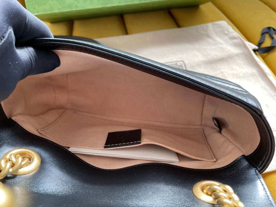 Gucci Marmont Like Auth Luxury Women’s Black Handbag 22cm