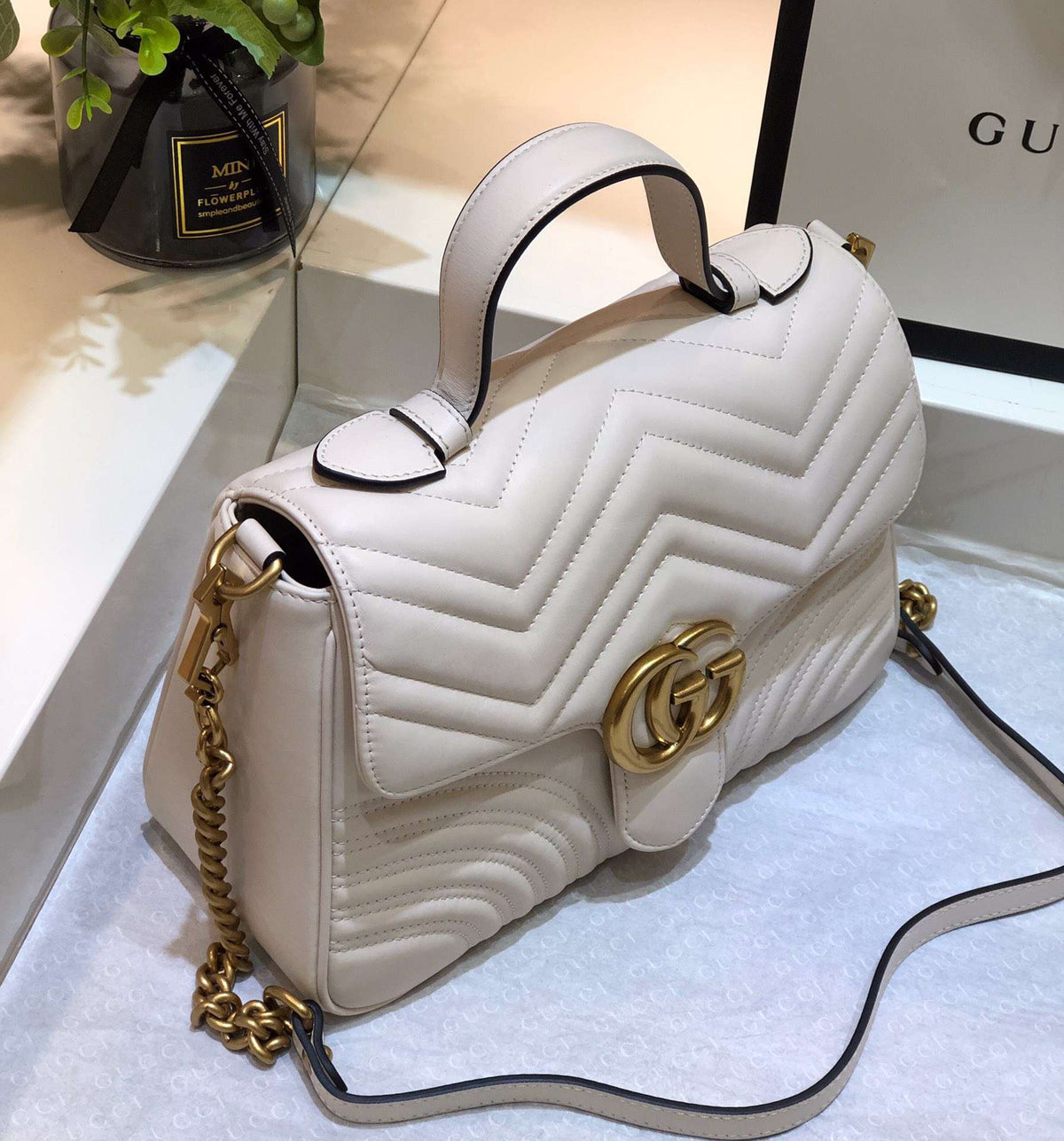 Gucci Marmont Top Handle Rep 11 Handbag High Quality White 27cm