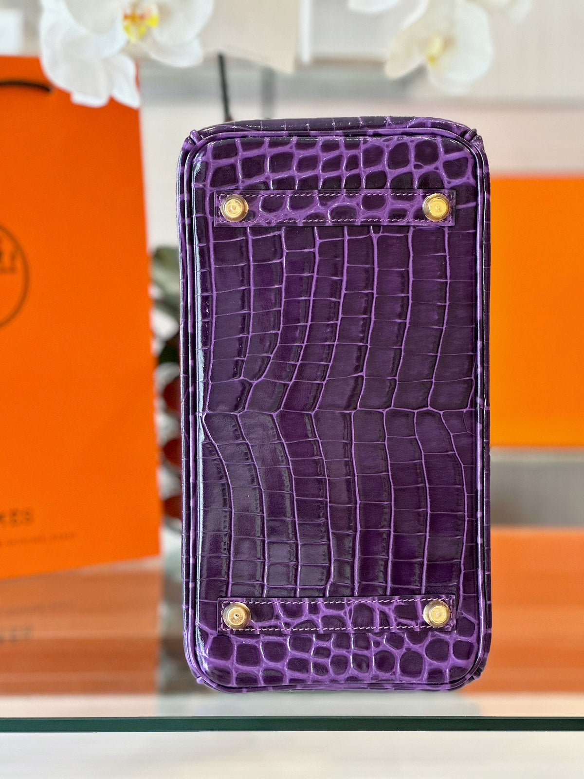 HN 30 Purple/Gold Genuine Crocodile Leather Gold Hardware – Custom Made