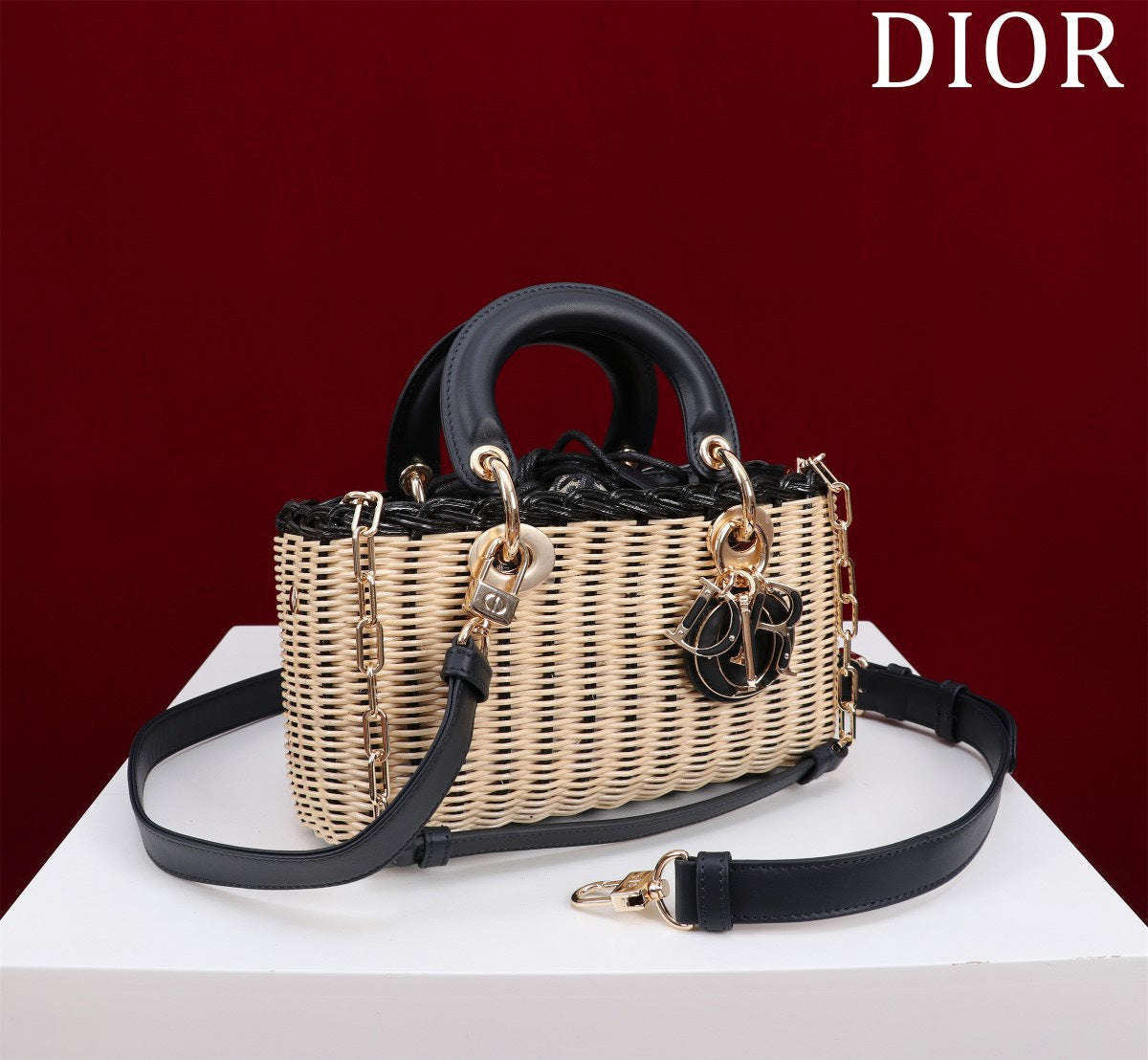Dior D-Joy Lady Wicker Handbag 22cm