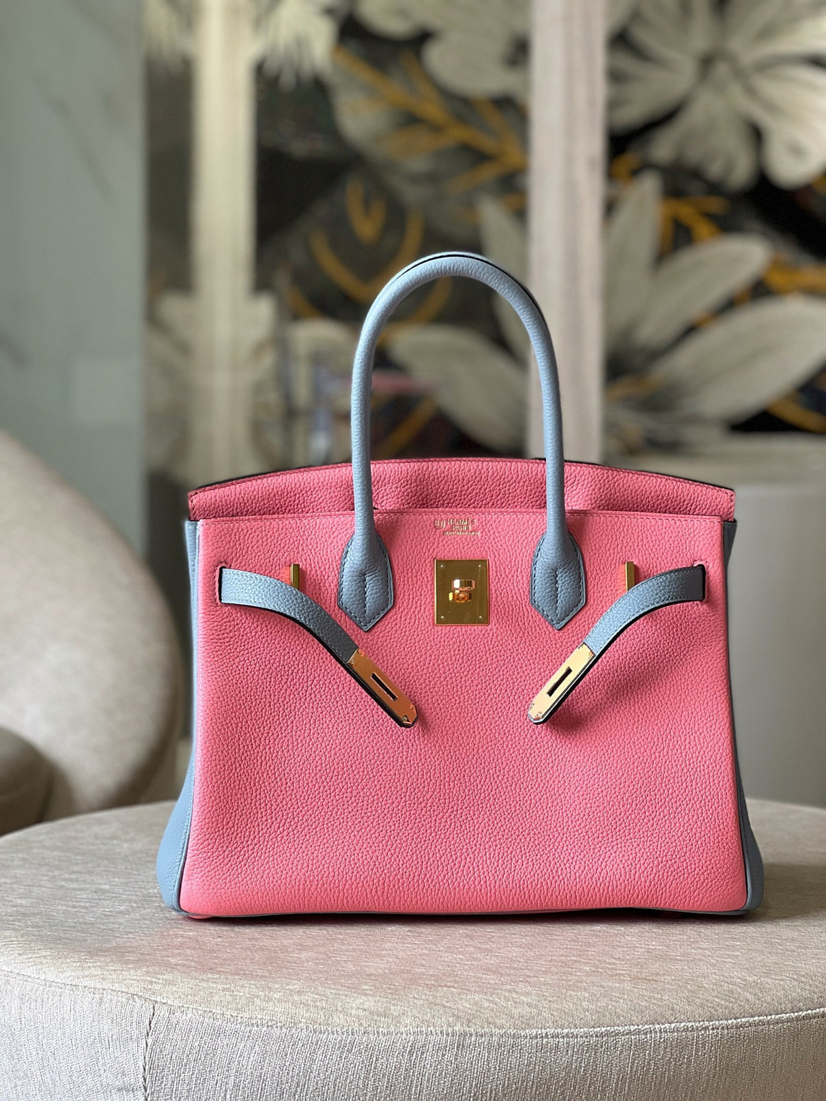 HN 30 Liam Blue/ Rose Pink Togo Leather Gold Hardware