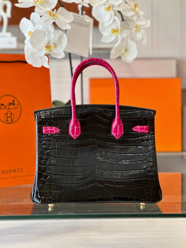 HN 30 Black/Pink Genuine Crocodile Leather – Custom Made
