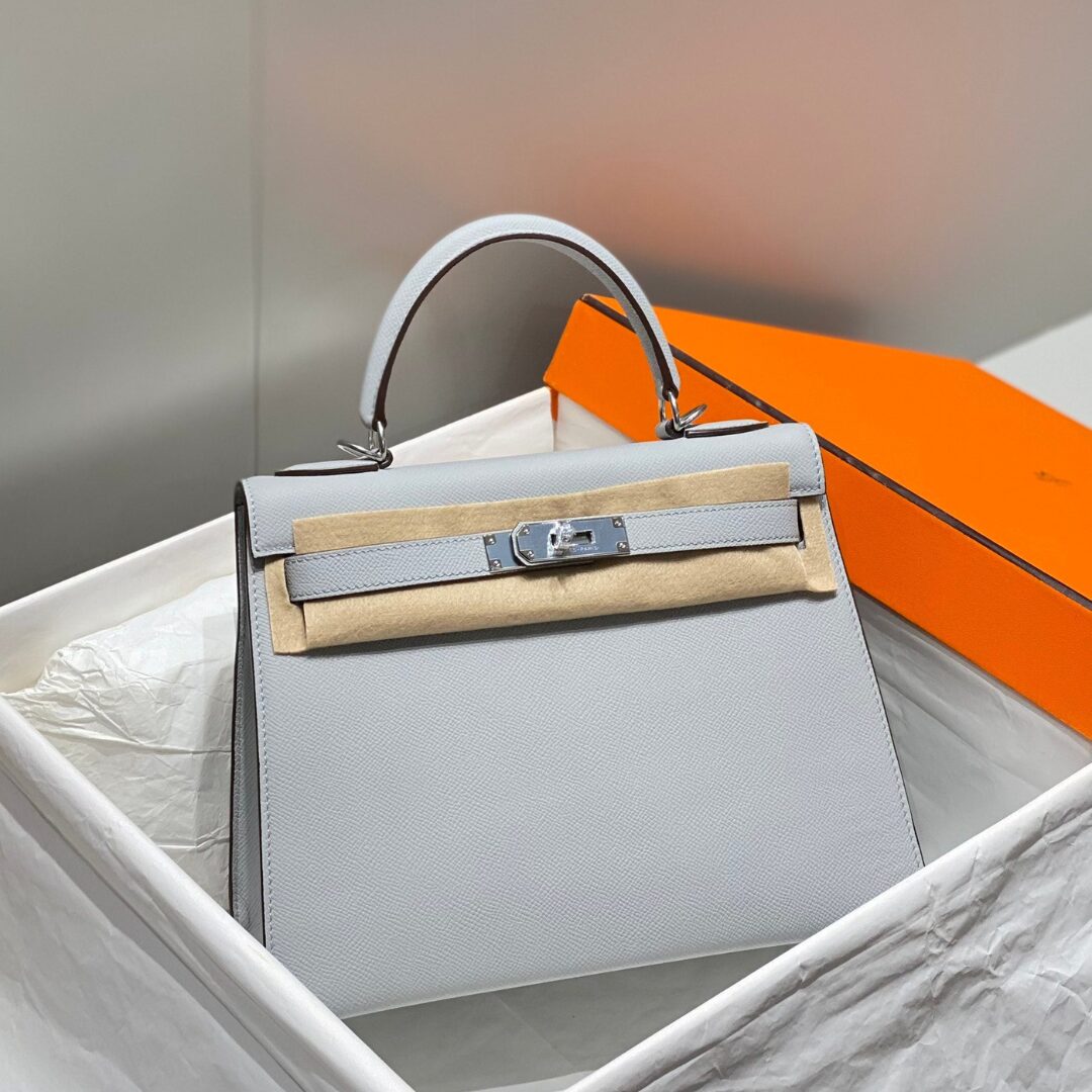 HN 28CM IN GRIS PERLE EPSOM CALFSKIN PALLADIUM HARDWARE