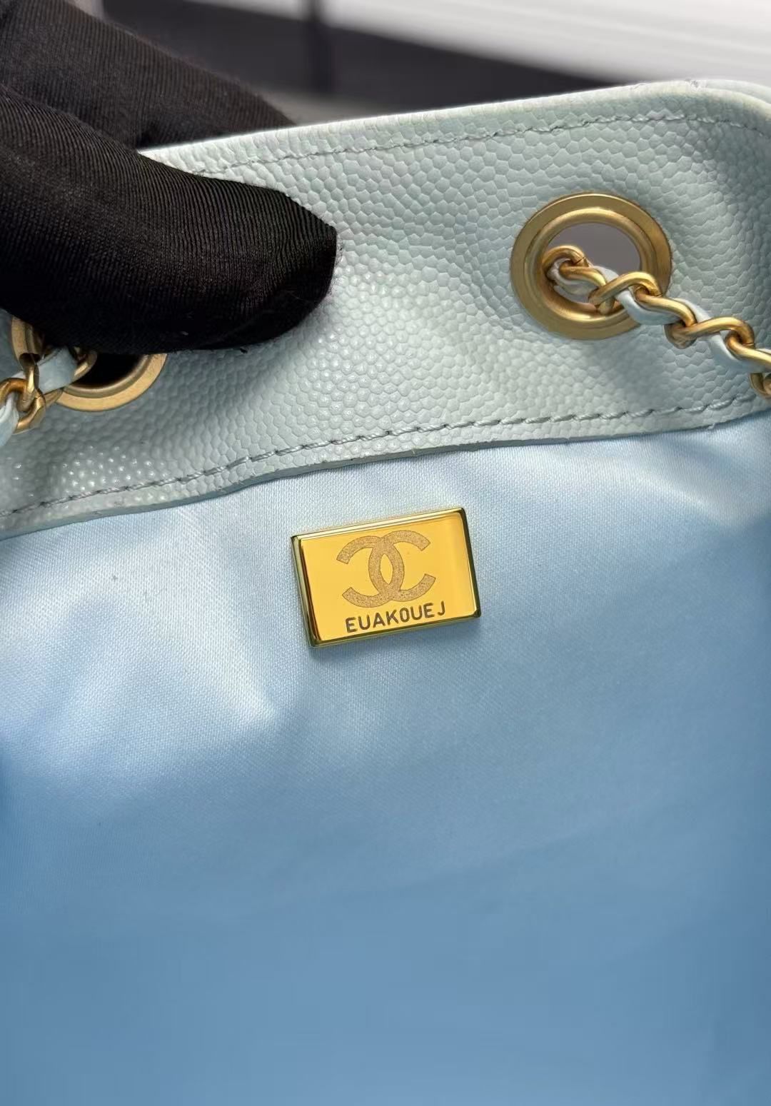 CHANEL 25 HANDBAG 30 IN LGITH BLUE CAVIER GOLD HARDWARE