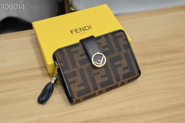 Women’s Brown Leather Wallet With FF Monogram