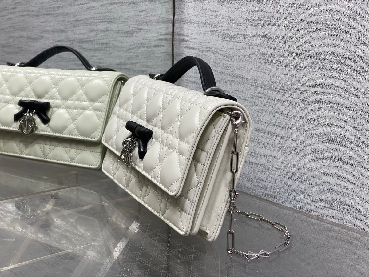 Dior My Dior Mini Bag in white and black lambskin