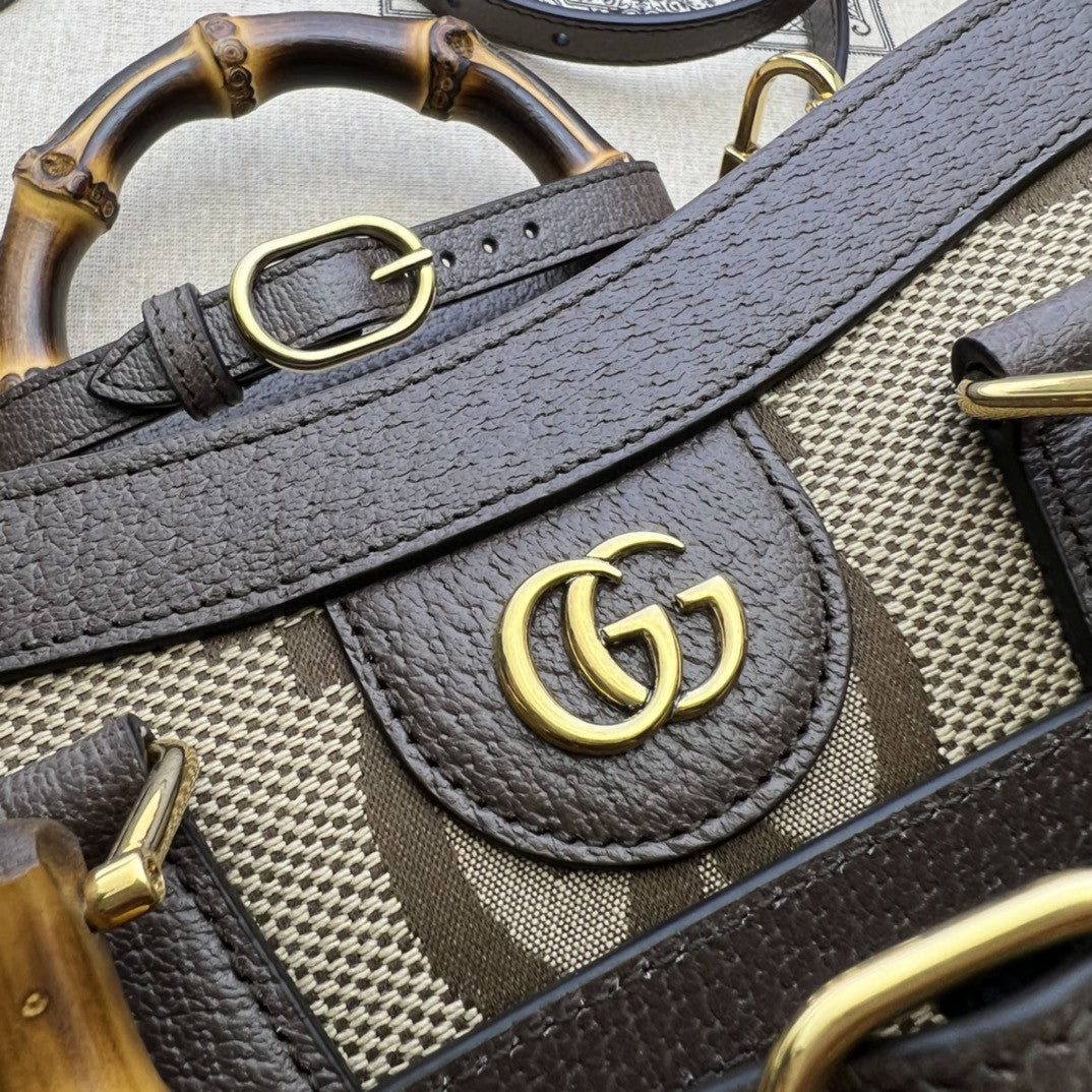 Gucci Diana Jumbo GG Tote Bag Small Camel/Ebony