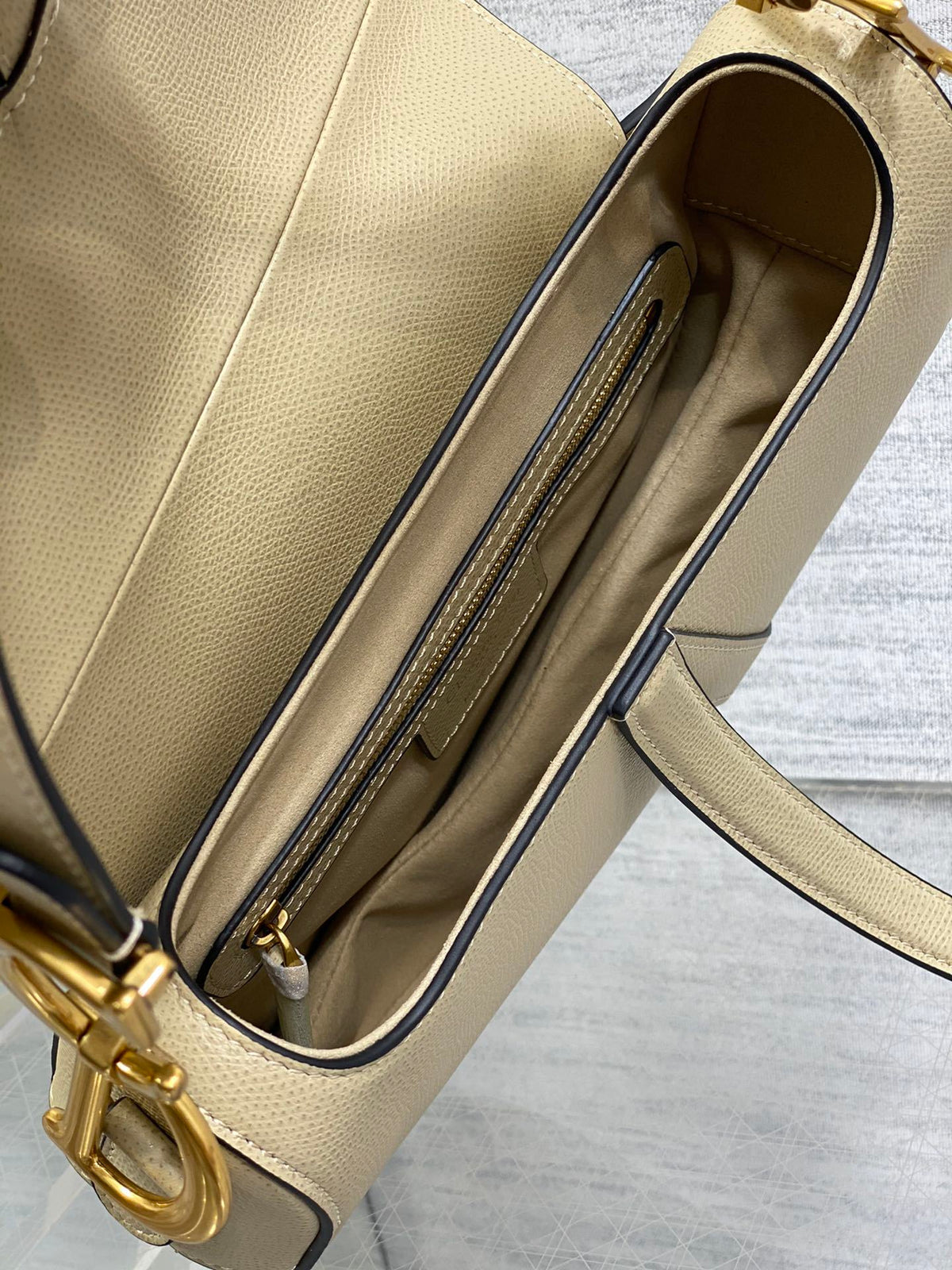 Dior Saddle Bag in Beige Gold Hardware