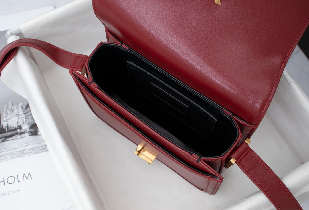 Saint Laurent YSL Solferino Small Leather Satchel Shoulder Bag