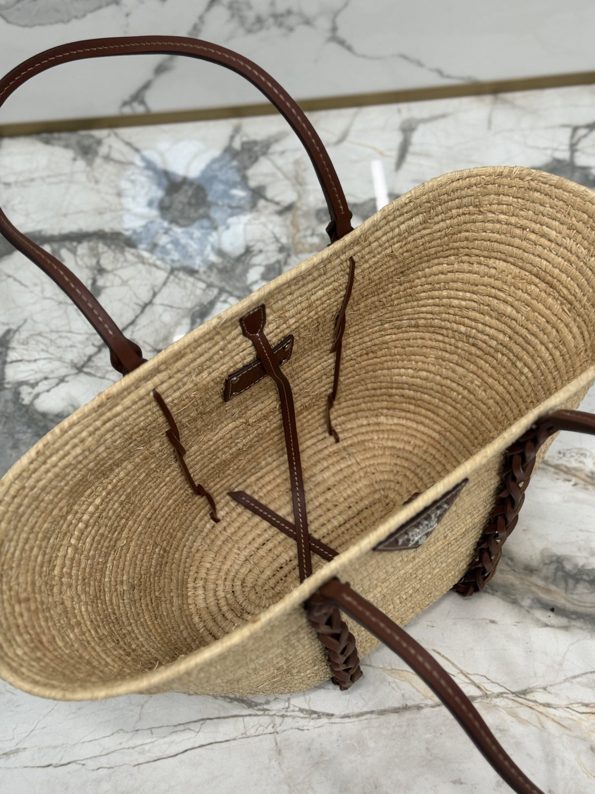 PRADA Braided Handle Basket Bag