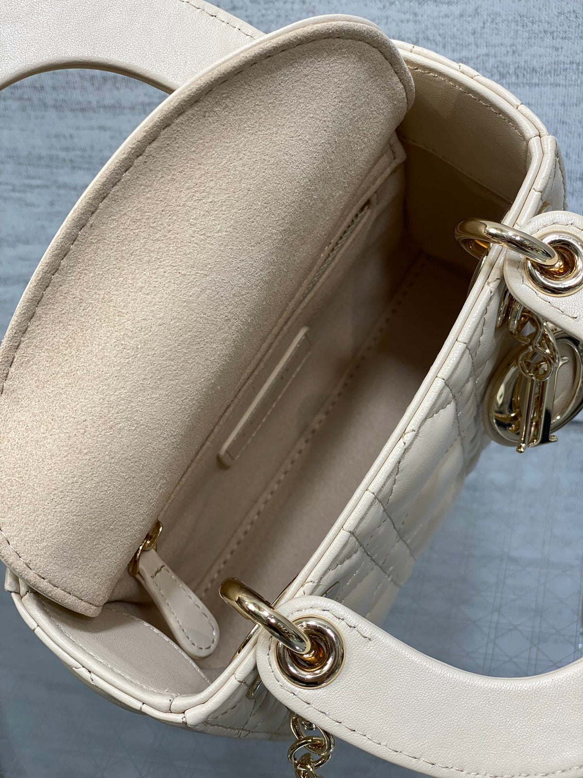 Dior Mini Lady Dior Bag in latte cannage