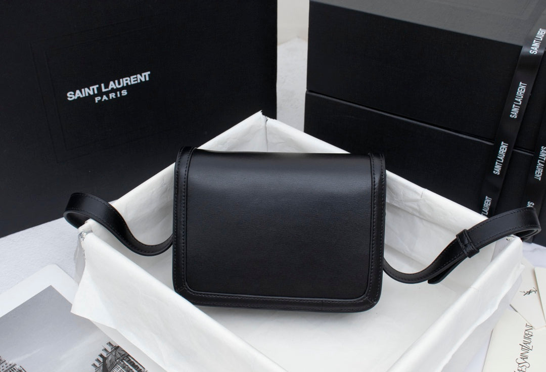 Saint Laurent YSL Solferino Small Leather Satchel Shoulder Bag in Black