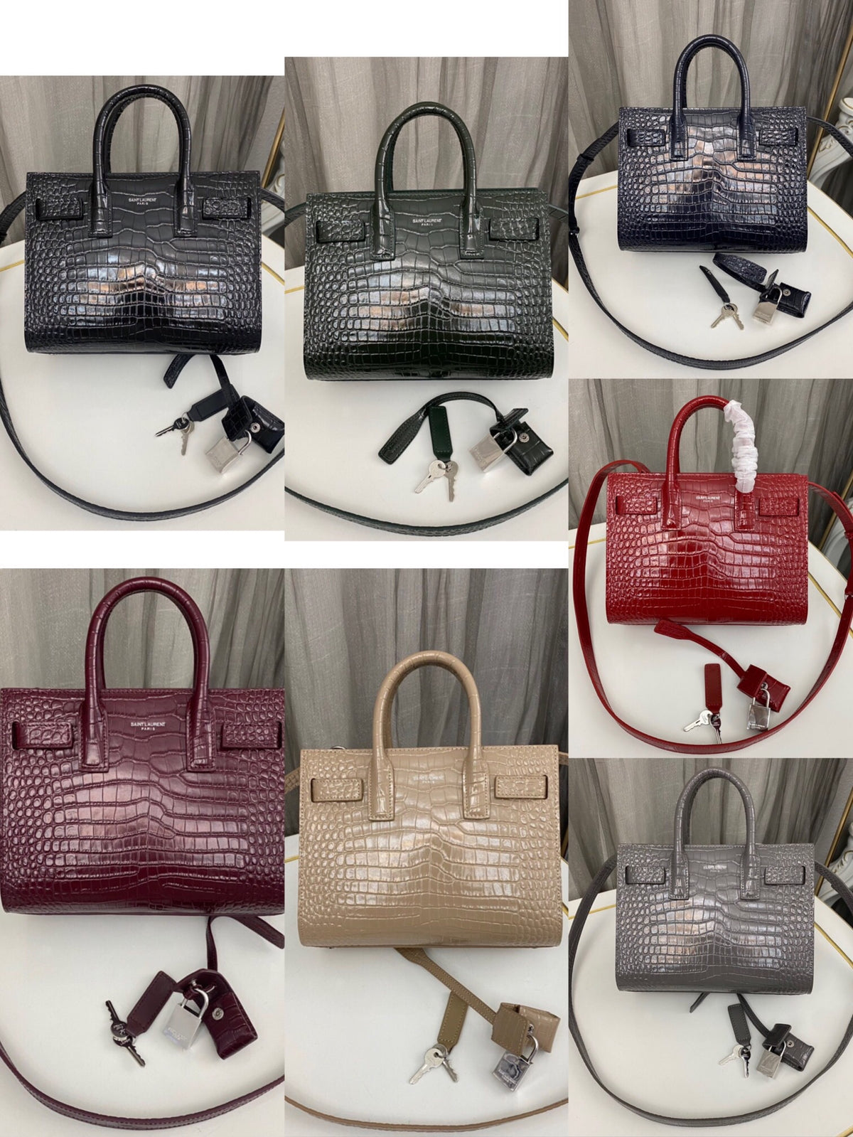 Saint Laurent Paris Saint Laurent Red Croc Embossed Leather Nano Classic Sac De Jour Tote