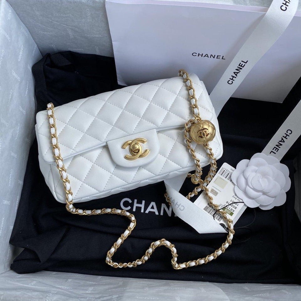 Chanel White Pearl Crush Mini Flap Bag