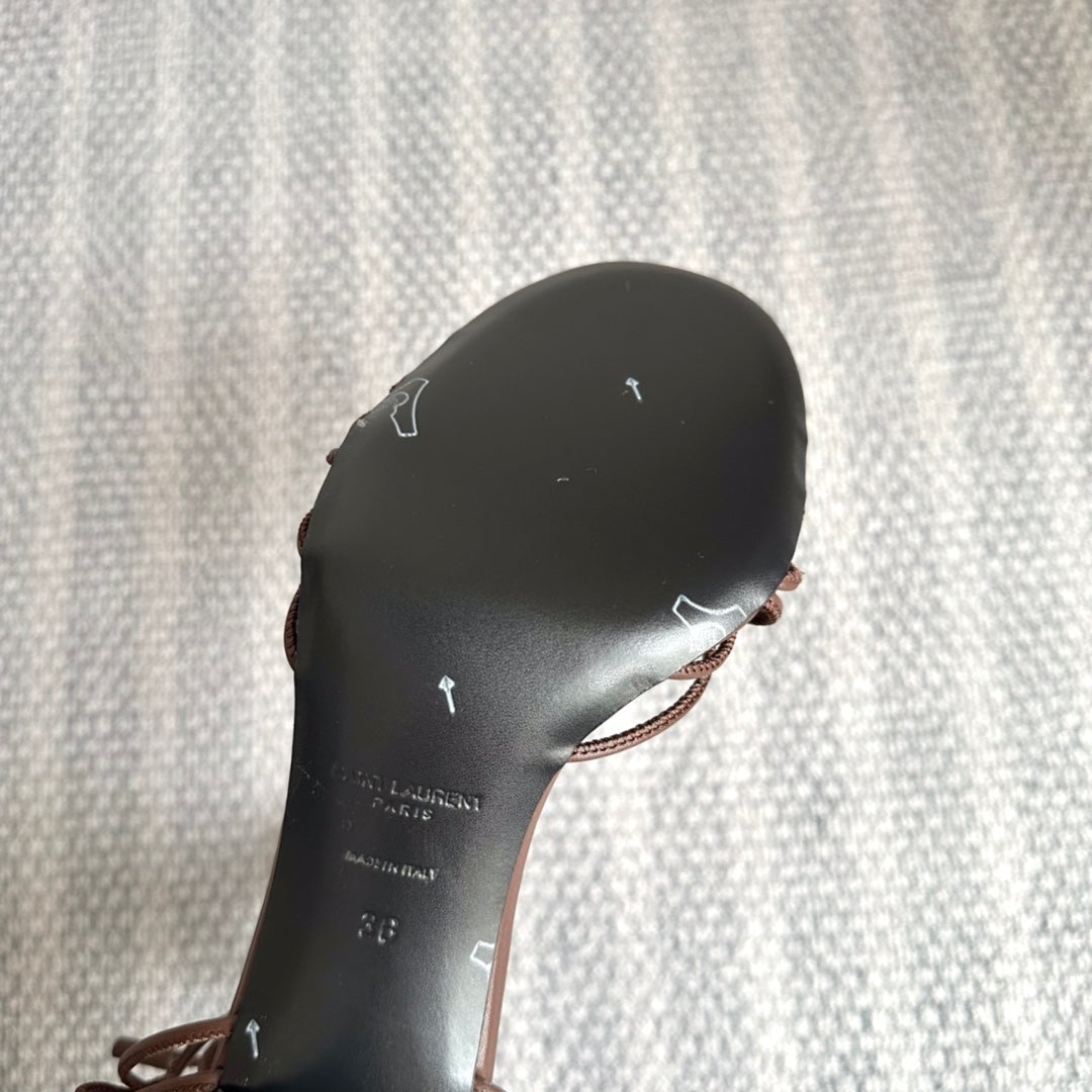 BABYLONE SANDALS 90 IN BLACK BROWN LAMBSKIN