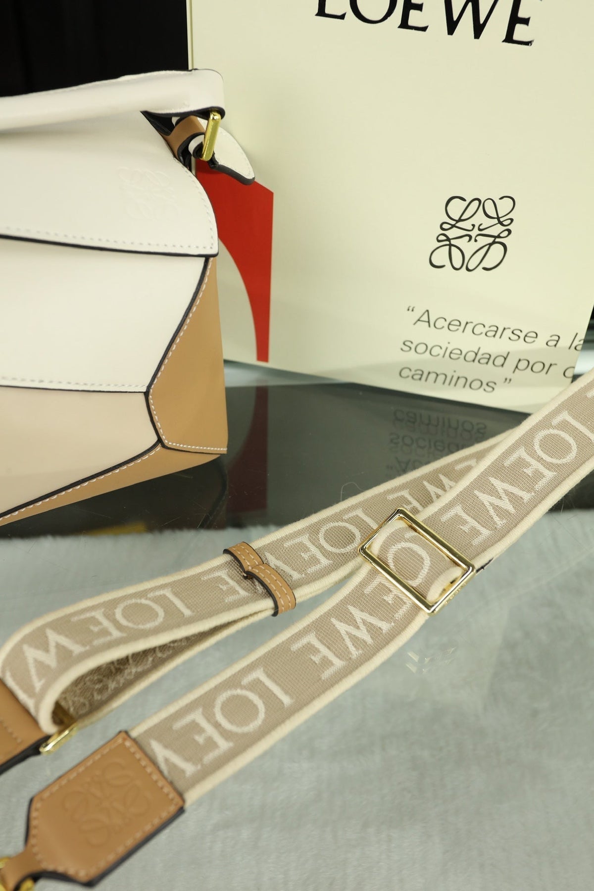 LOE MINI PUZZLE 23 BAG IN BEIGE CREAM MIX TAN CALFSKIN