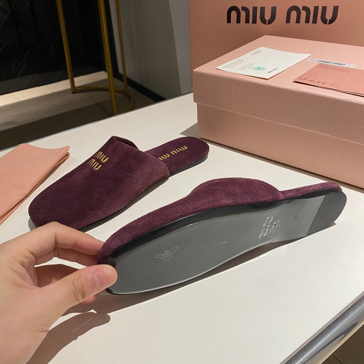 MULES SLIPPERS RETRO REBECCA PURPLE SUEDE
