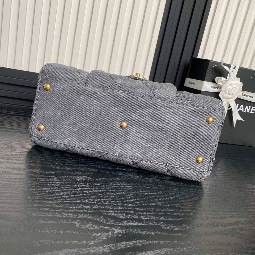 BOWLING BAG 33 IN SANTAS GRAY DENIM GOLD HARDWARE