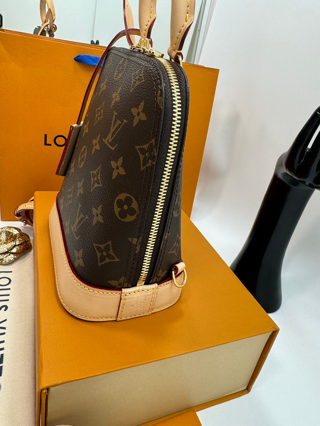 Louis Vuitton Alma backpack in the signature brown monogram canvas