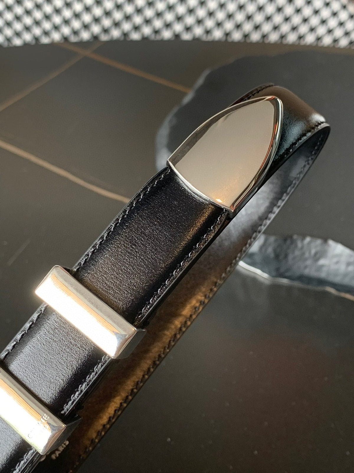BELT 25MM MEDIUM WESTERN IN BLACK CALFSKIN WITH SILVER BUCKLE