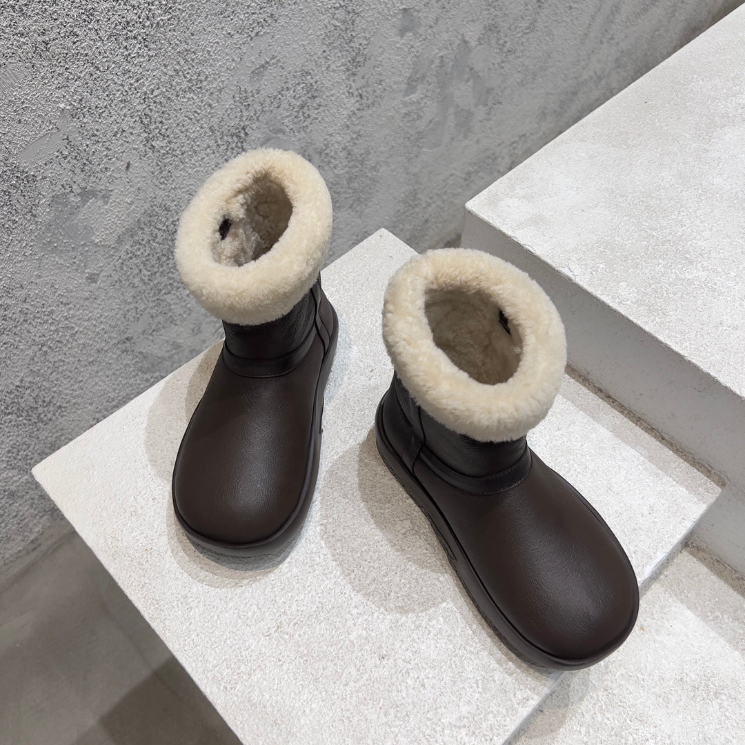 ANKLE BOOTS IN CHOCOLATE BROWN LAMBSKIN WITH SHEARLING LINING