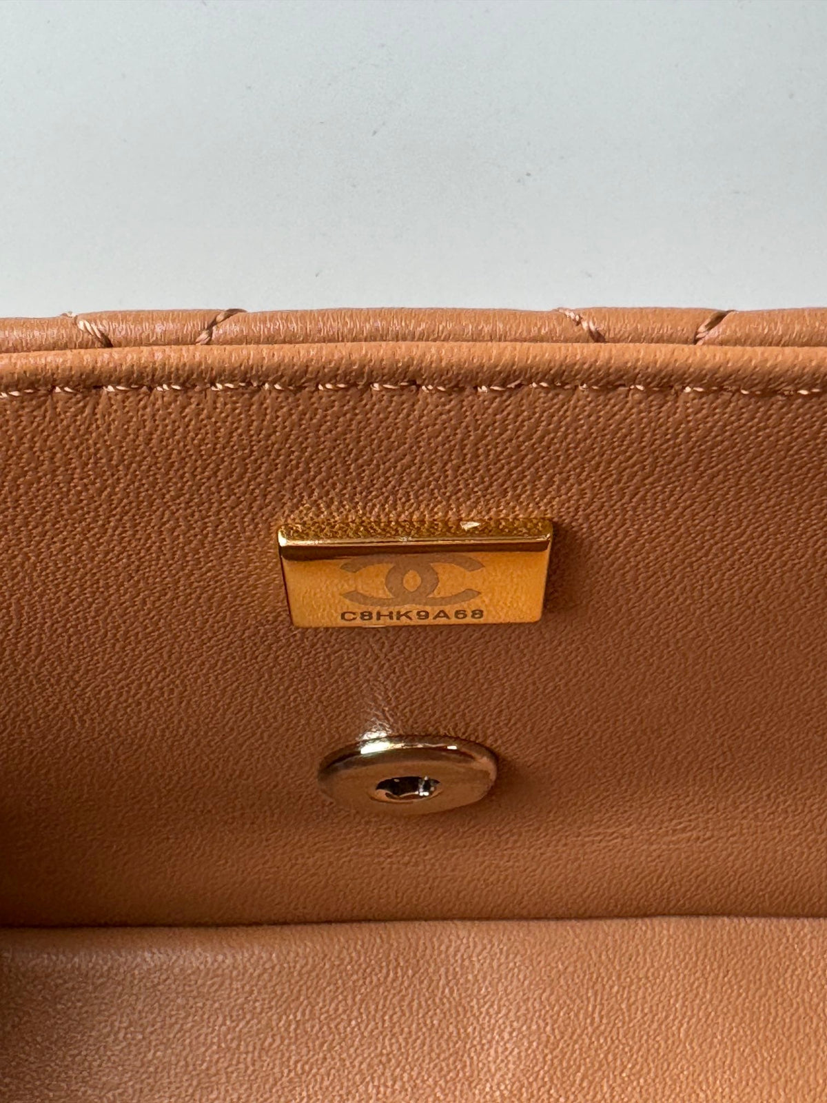 CHANEL FLAP BAG 20 IN BRONZE BROWN LAMBSKIN WITH HANDLE