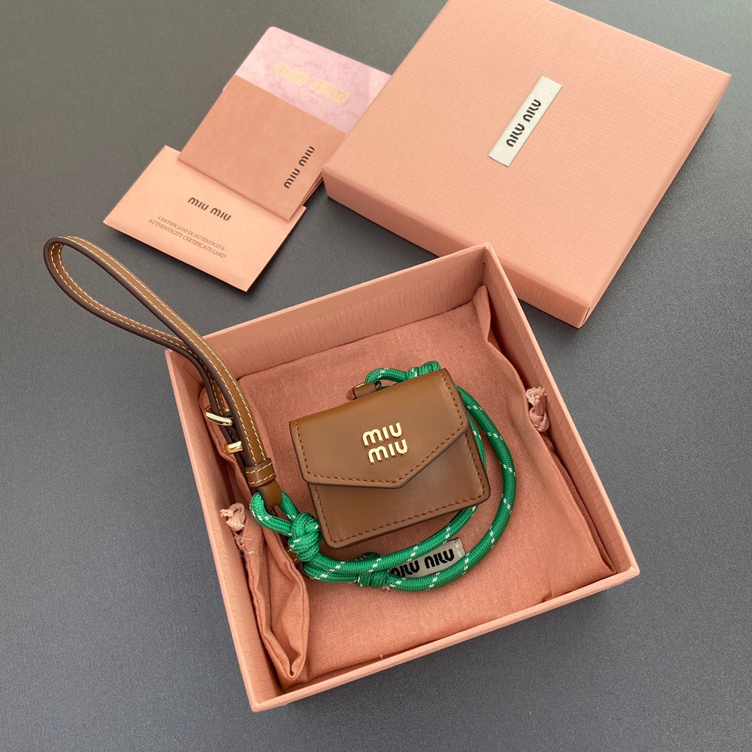 MICRO BAG 7 IN TAWNY BROWN SMOOTH LAMBSKIN GREEN STRAP