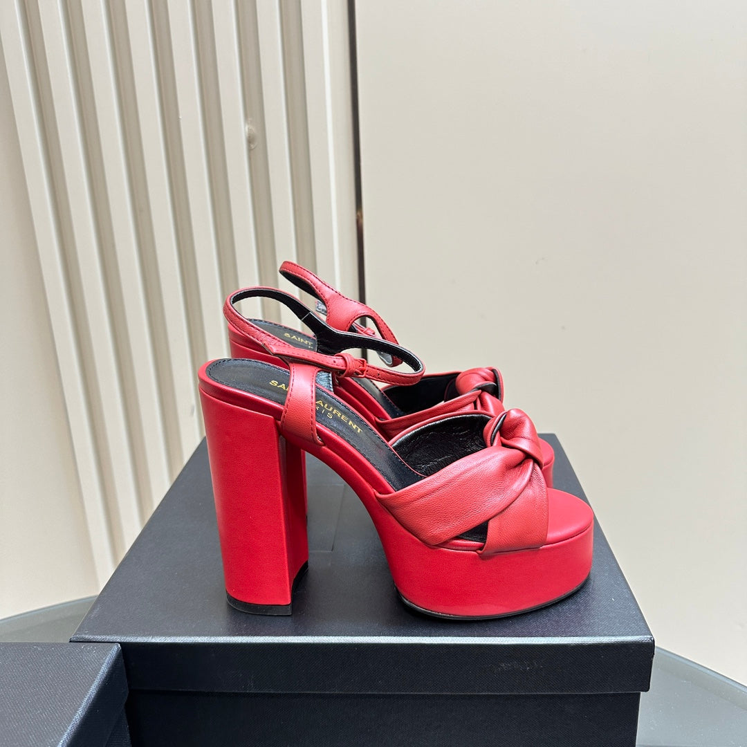 BIANCA PLATFORM SANDALS IN RED LAMBSKIN