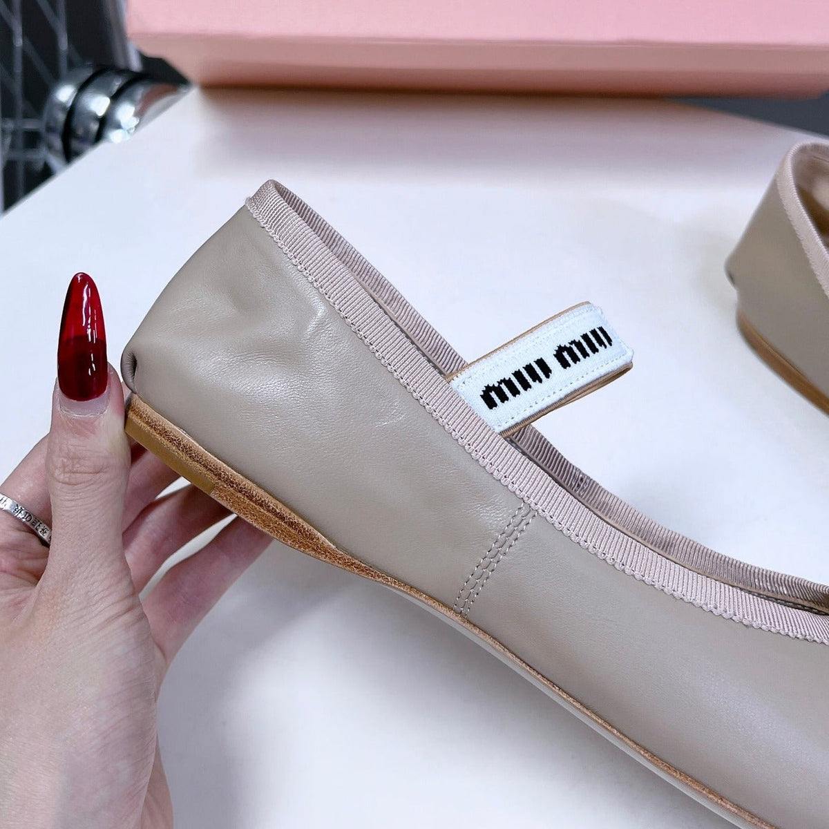 BALLET FLAT SHOES LIGHT NUDE SHEEPSKIN